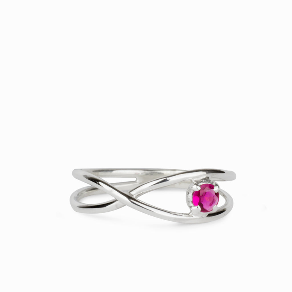 Faceted Pink Tourmaline Birthstone Ring