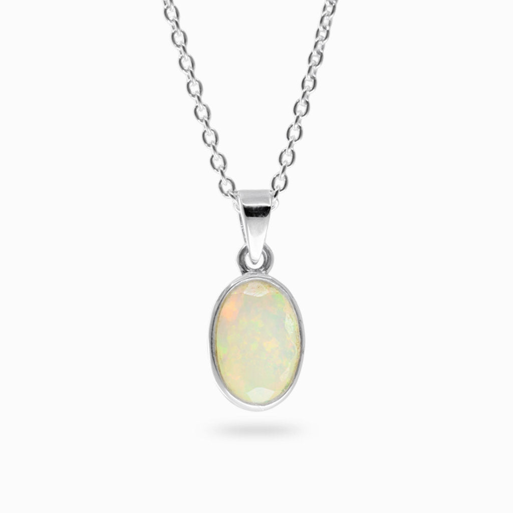 Faceted Oval Precious Opal necklace