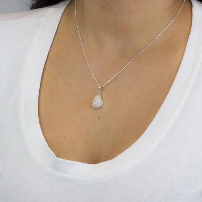 Precious Opal Necklace on Model Made In Earth