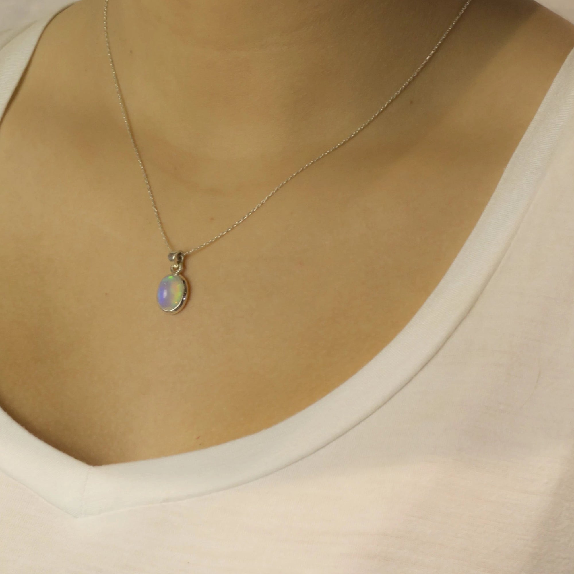 Cabochon oval Australian Precious Opal necklace