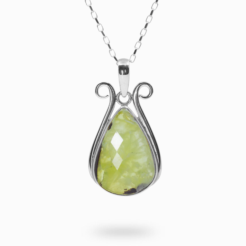 Faceted tear Prehnite Necklace