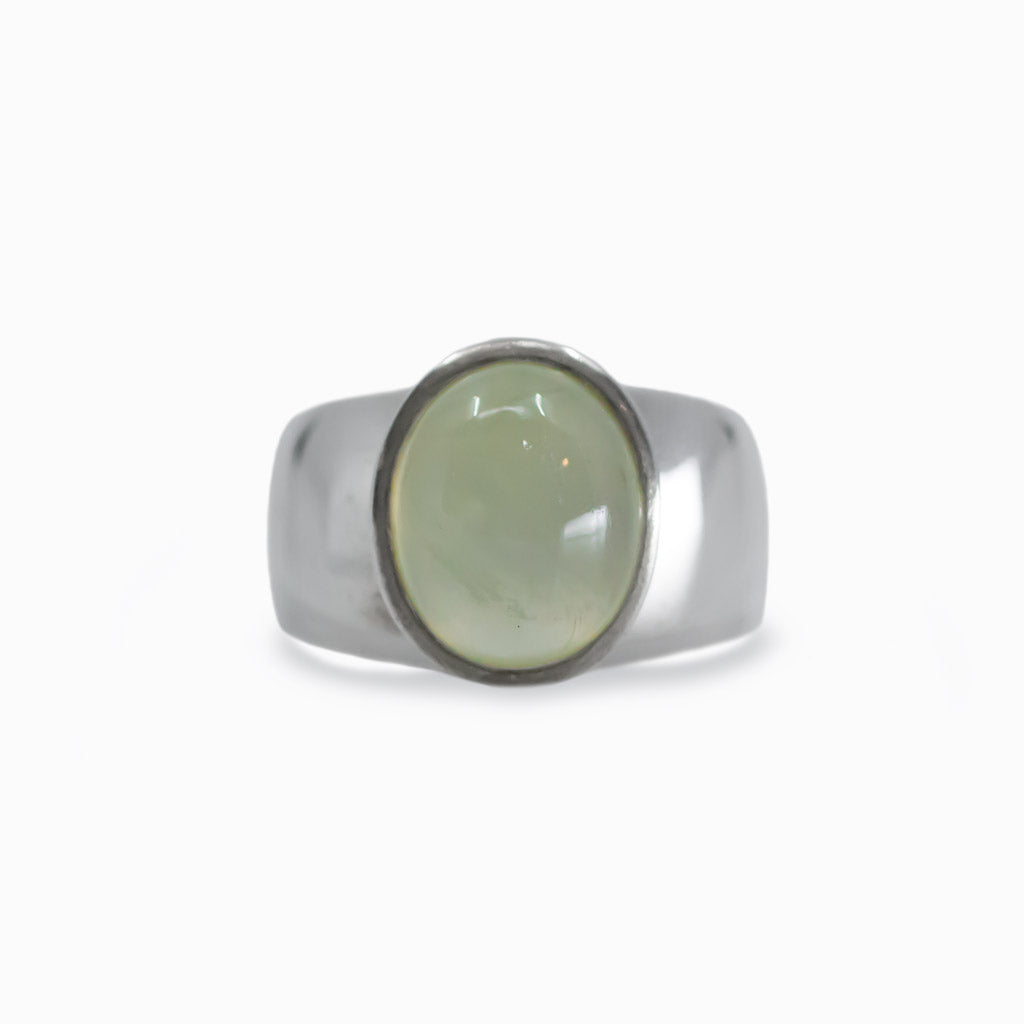 Green Cabochon Prehnite ring