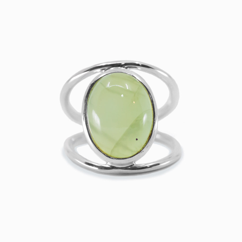 Green Cabochon Prehnite ring