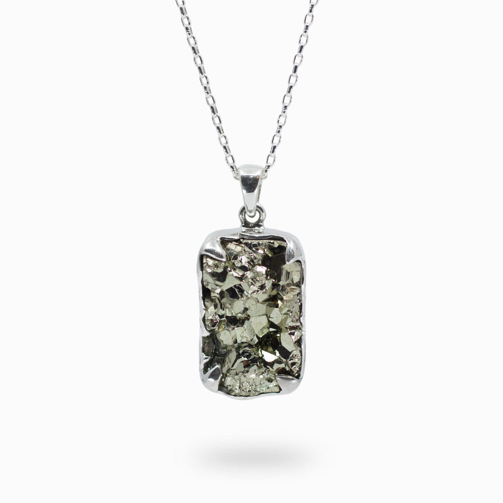 Pyrite cluster Rectangle Necklace