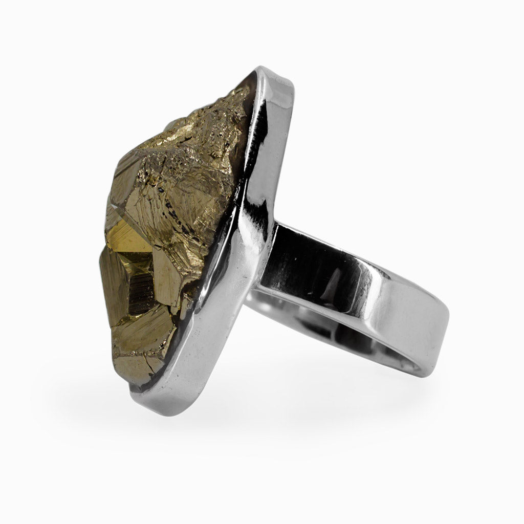 Blue Stone/Pyrite Ring - Size 10 - RMH70 - STONE FEATHER ROAD