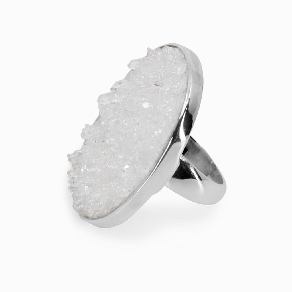 White sale druzy ring