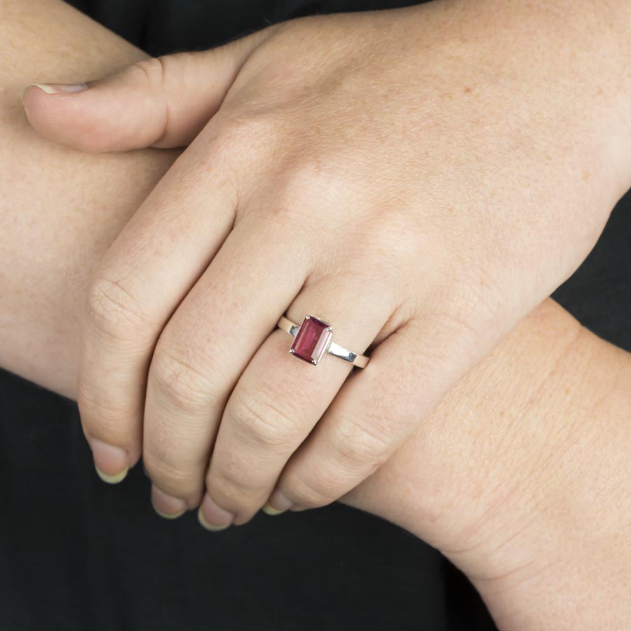 Rectangle Pink Tourmaline Ring Made in Earth