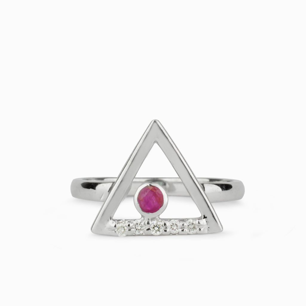 Triangulo: Pink Ruby & Diamond Ring Made in Earth
