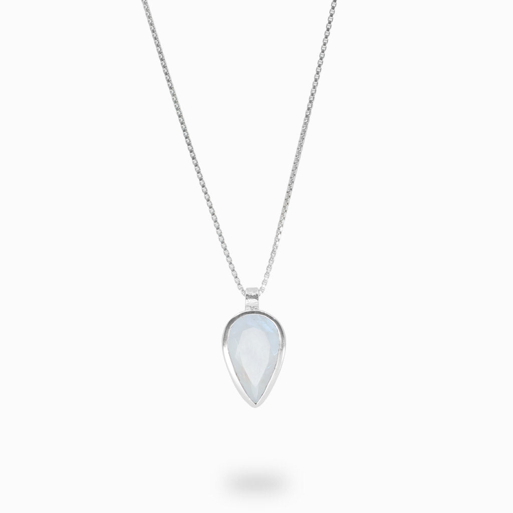 faceted tear Rainbow Moonstone necklace