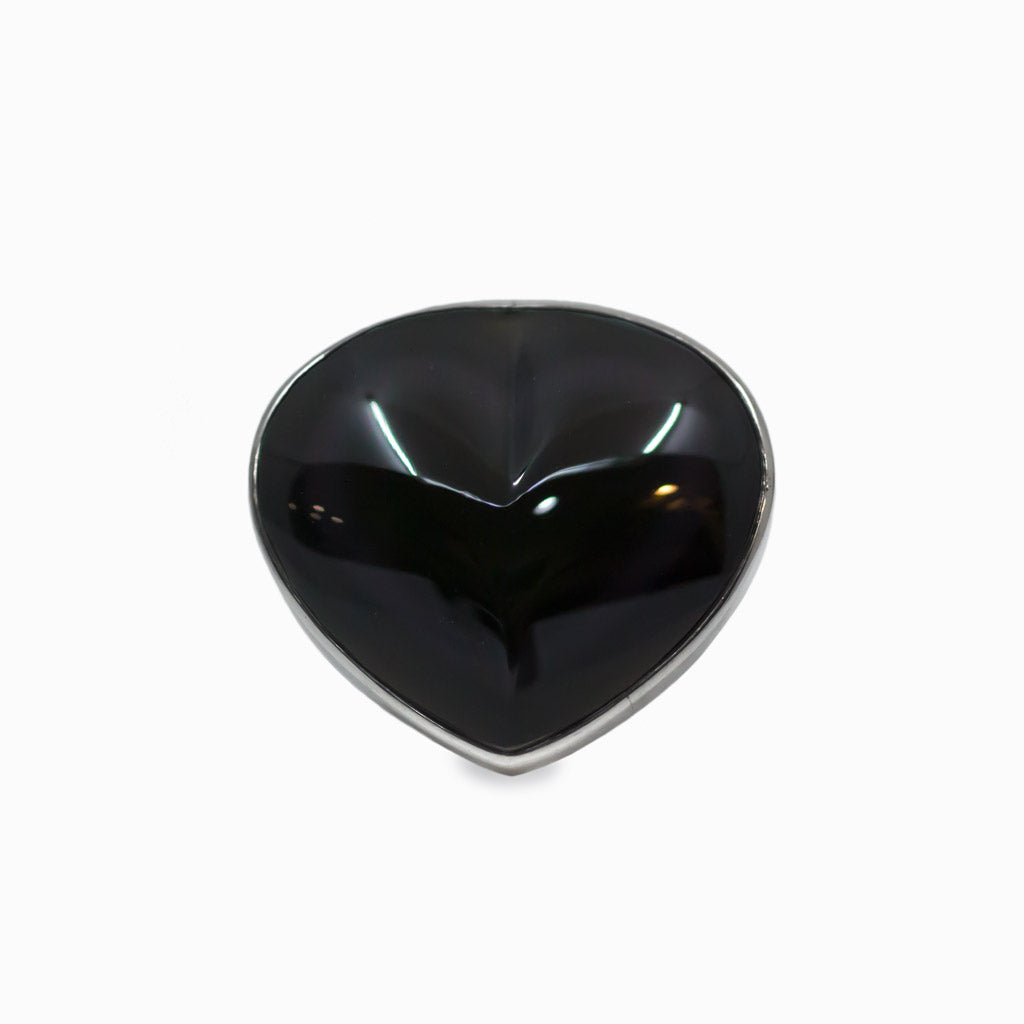 Cabochon Heart Rainbow Obsidian ring