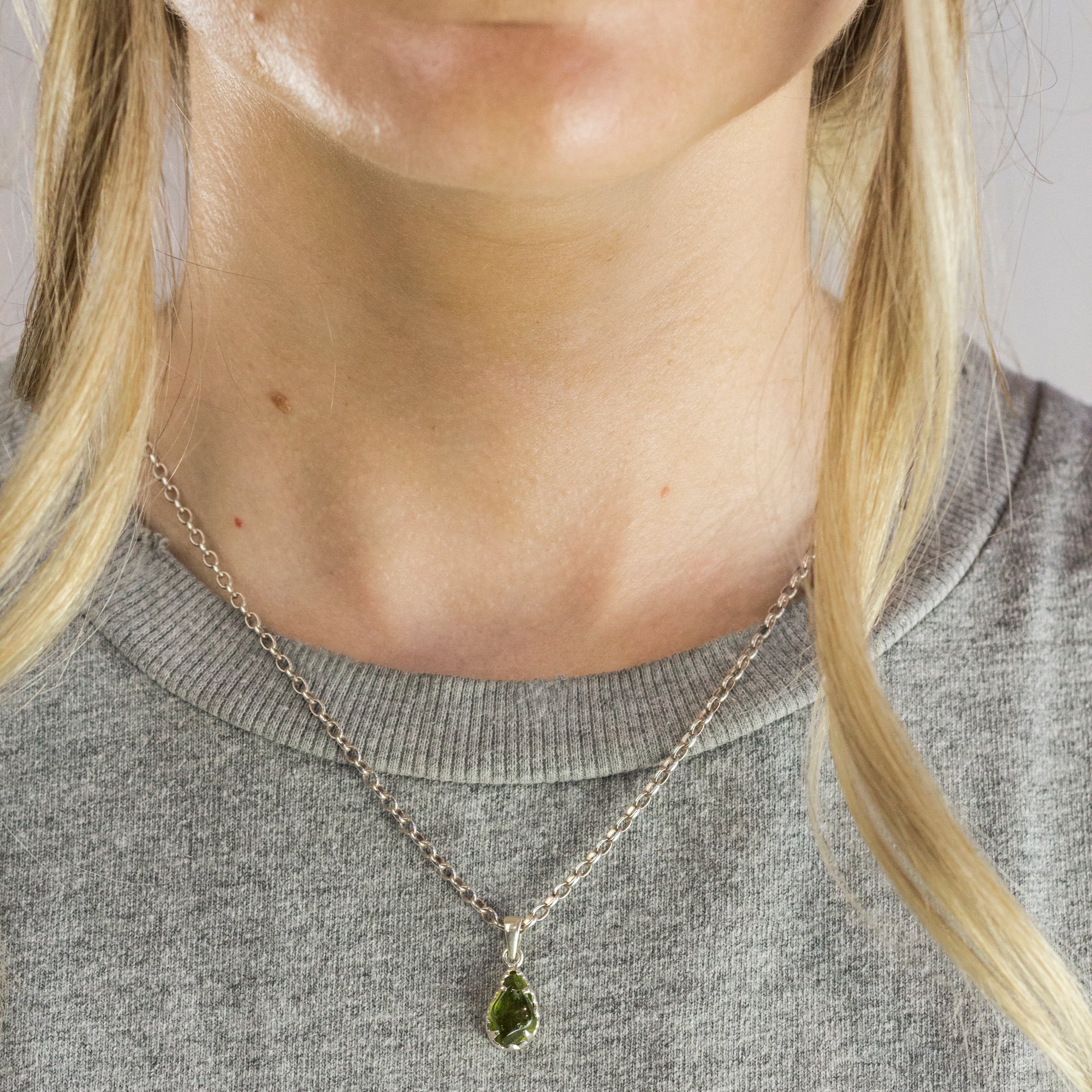 Raw Peridot stone necklace birthstone made in earth