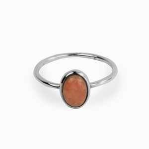 Orange Pink Oval Rhodochrosite Ring Made in Earth
