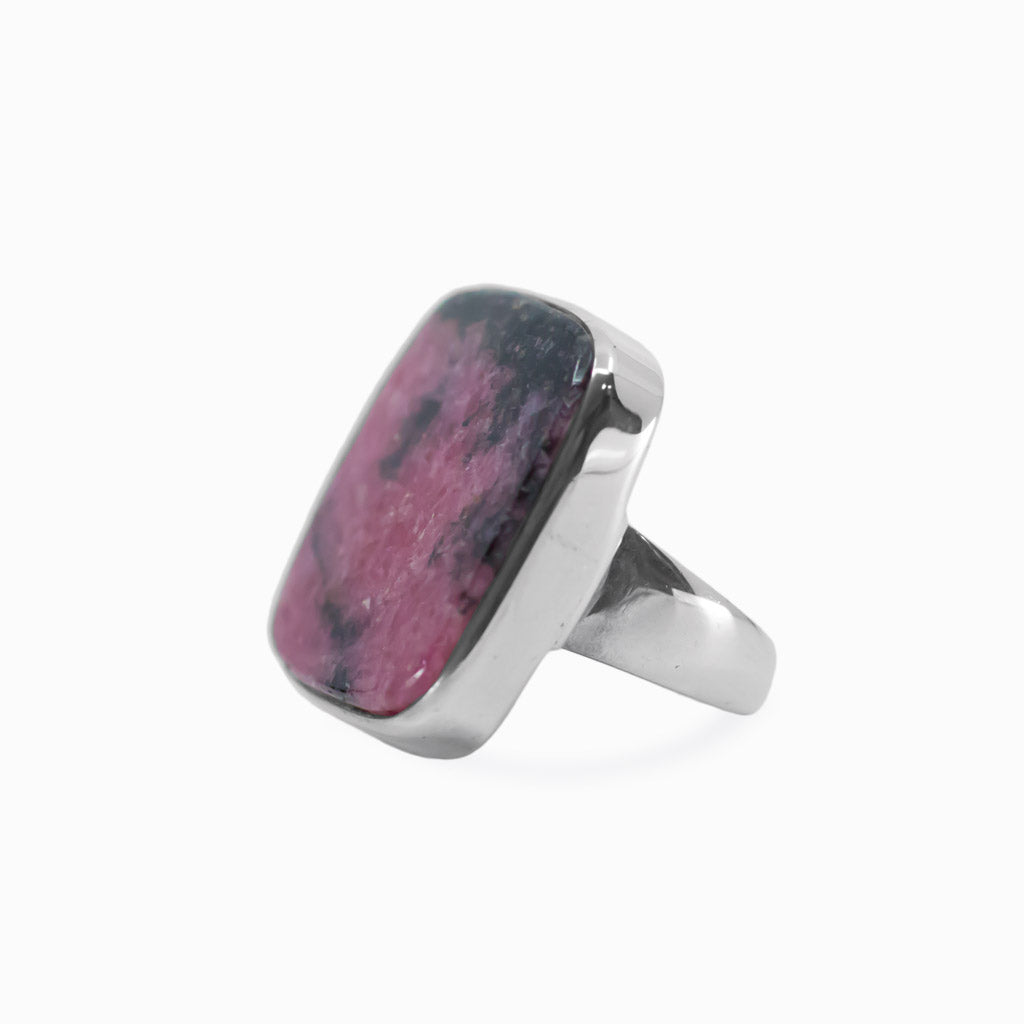 Cabochon Rectangle Rhodonite ring