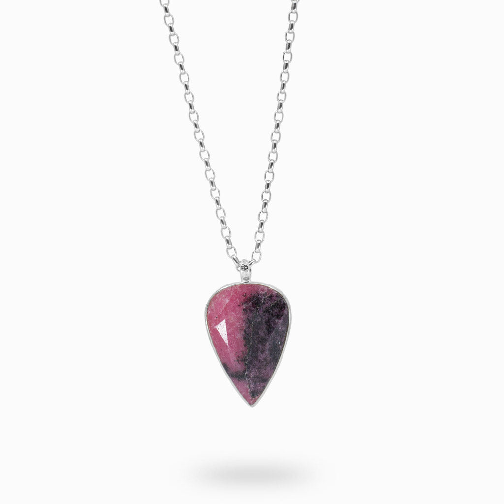 Faceted Tear Rhodonite necklace