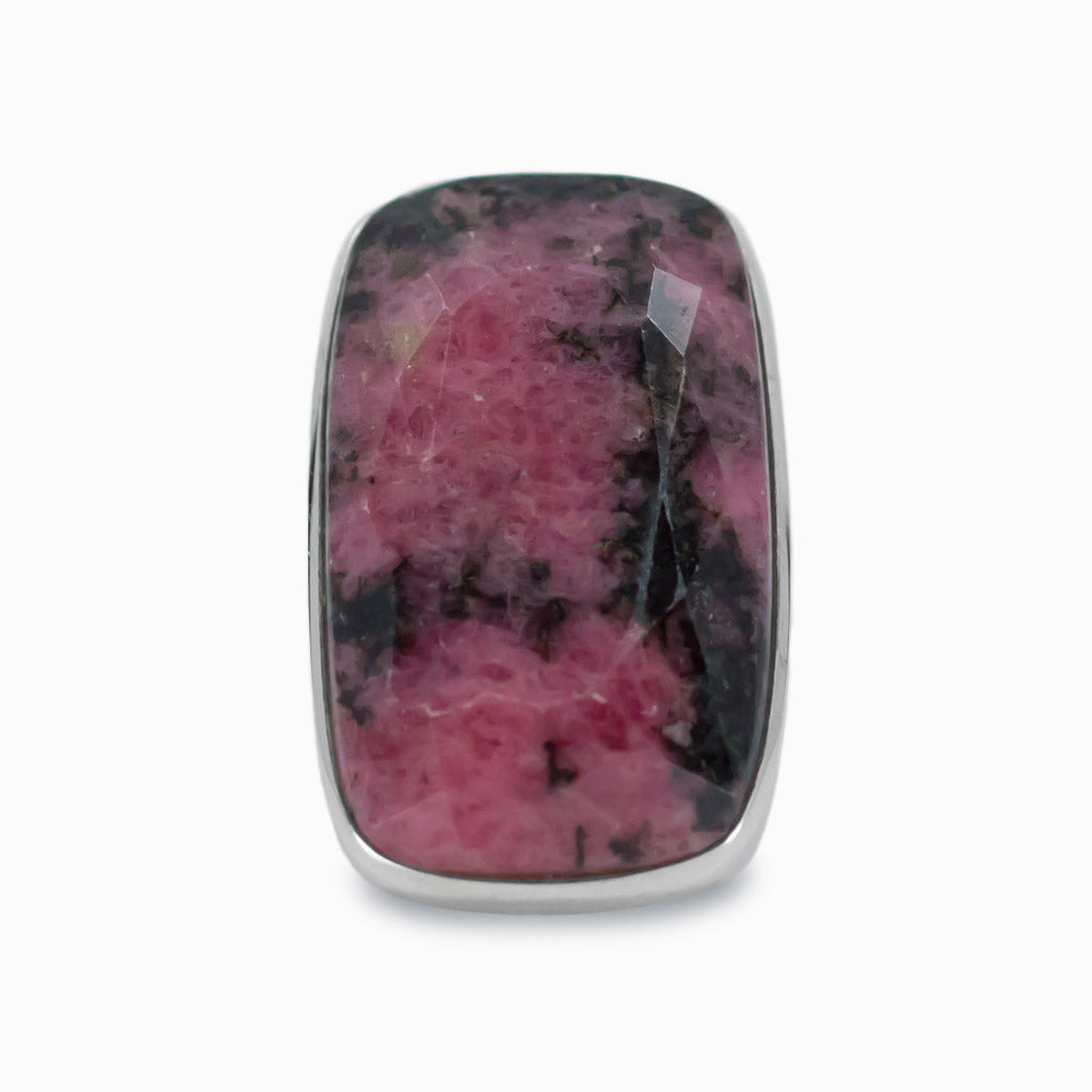 Rectangle Faceted Rhodonite ring
