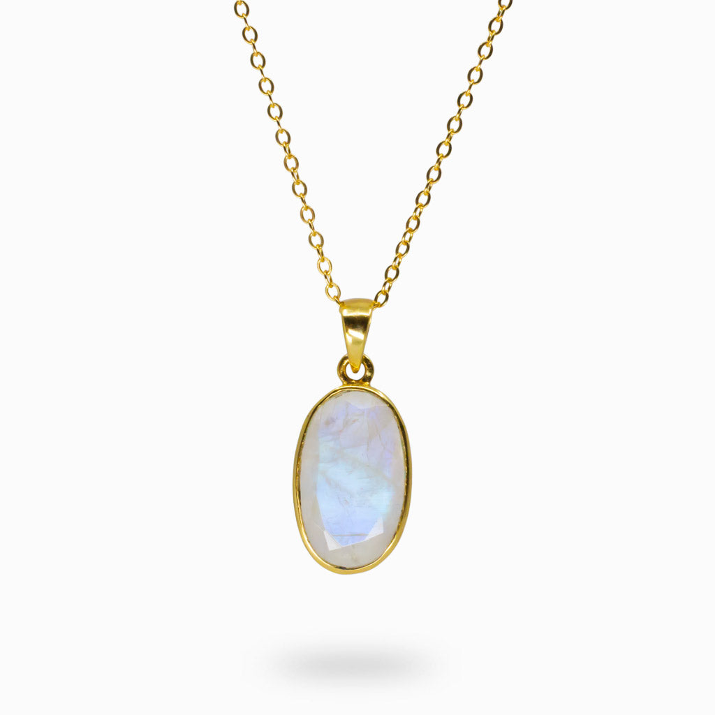 White Lavender Turquoise Iridescent Oval Opal Necklace set in 14K Vermeil Gold made in earth