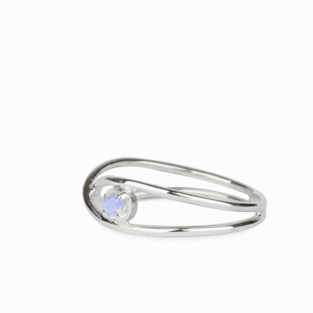 Faceted Rainbow Moonstone Birthstone Ring