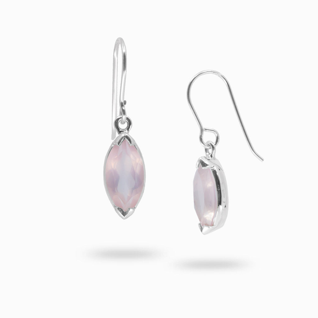 Rose Quartz faceted marquis drop earrings