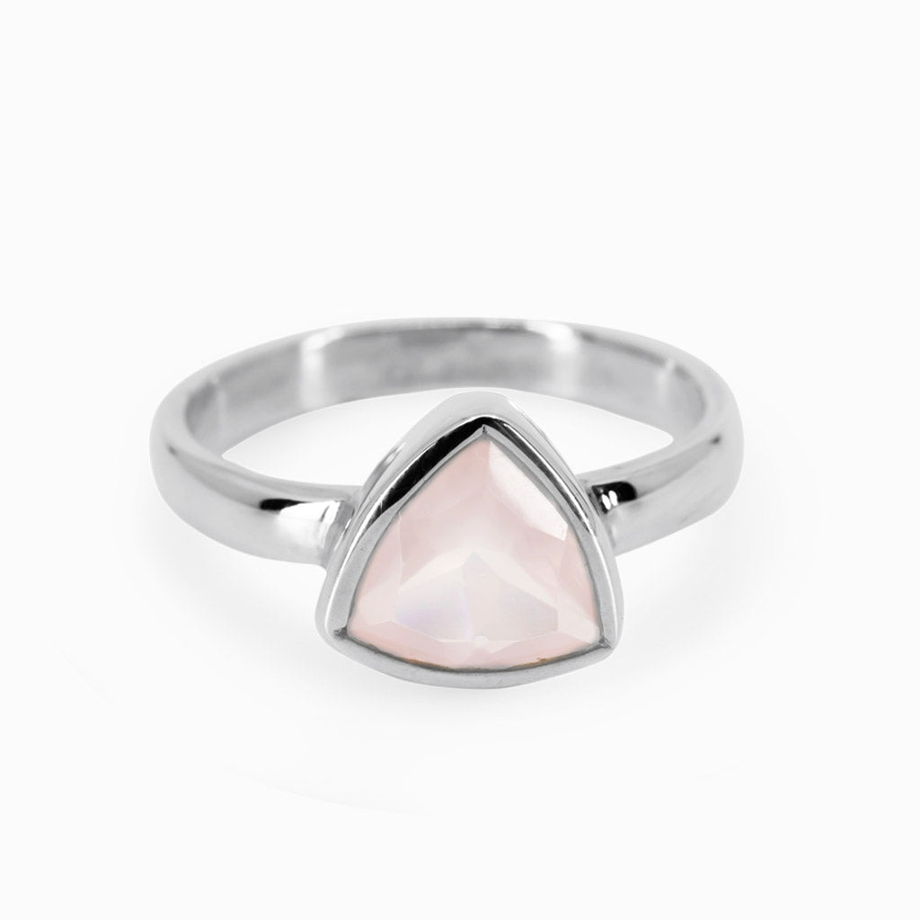 Light pink Triangle Rose Quartz Ring Made in Earth