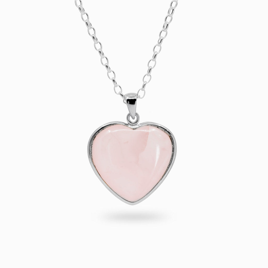 Rose Quartz Heart Necklace Made In Earth