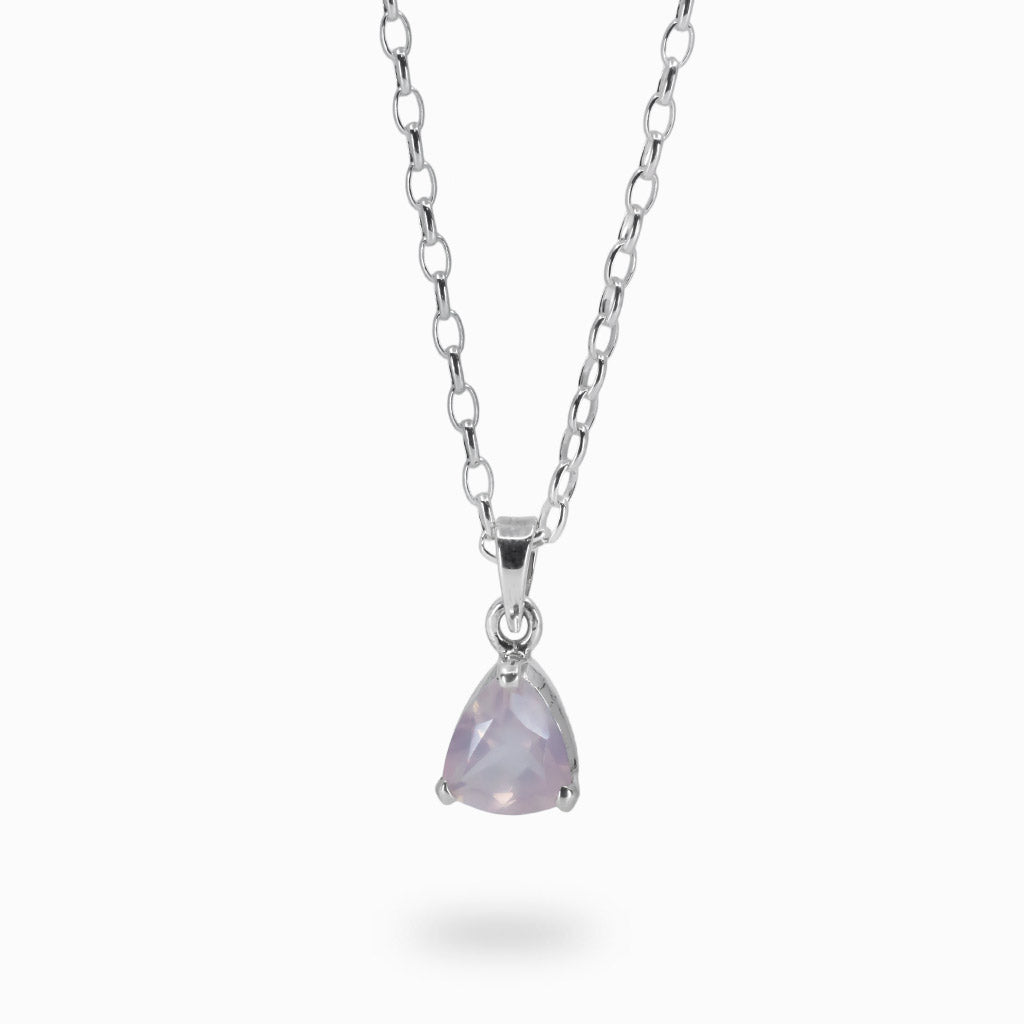 faceted triangle Rose Quartz necklace