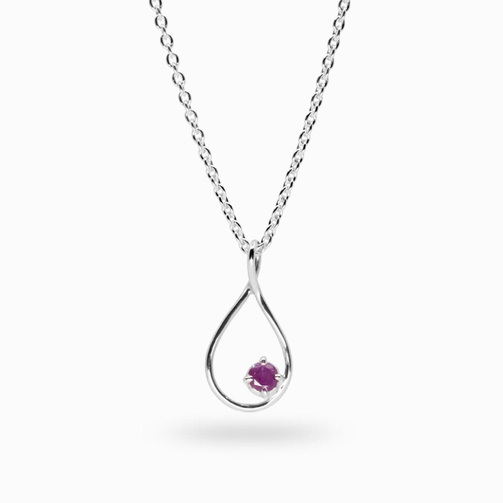 Faceted Purple Ruby Birthstone Necklace