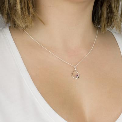 Faceted Purple Ruby Birthstone Necklace