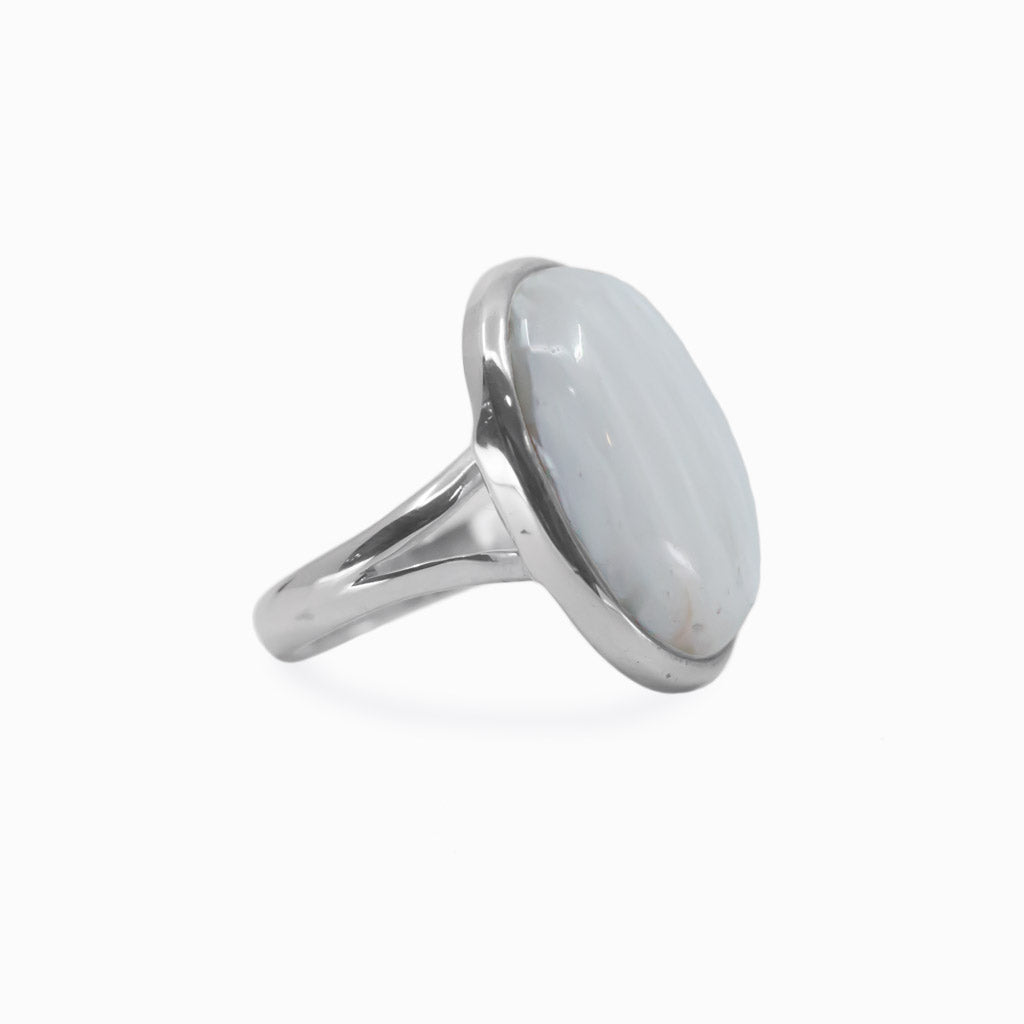 Oval Cabochon Scolecite ring