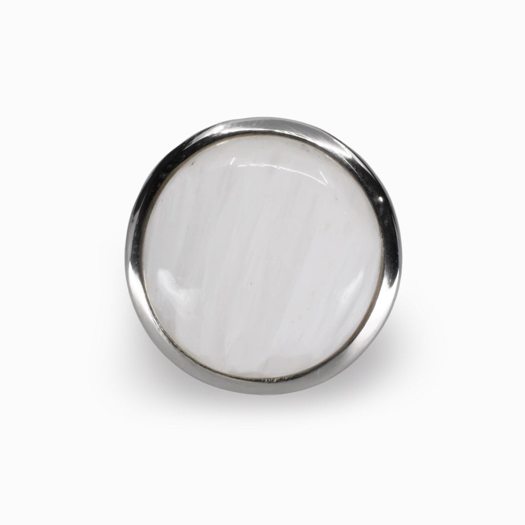 White Textured Scolecite Ring Made in Earth