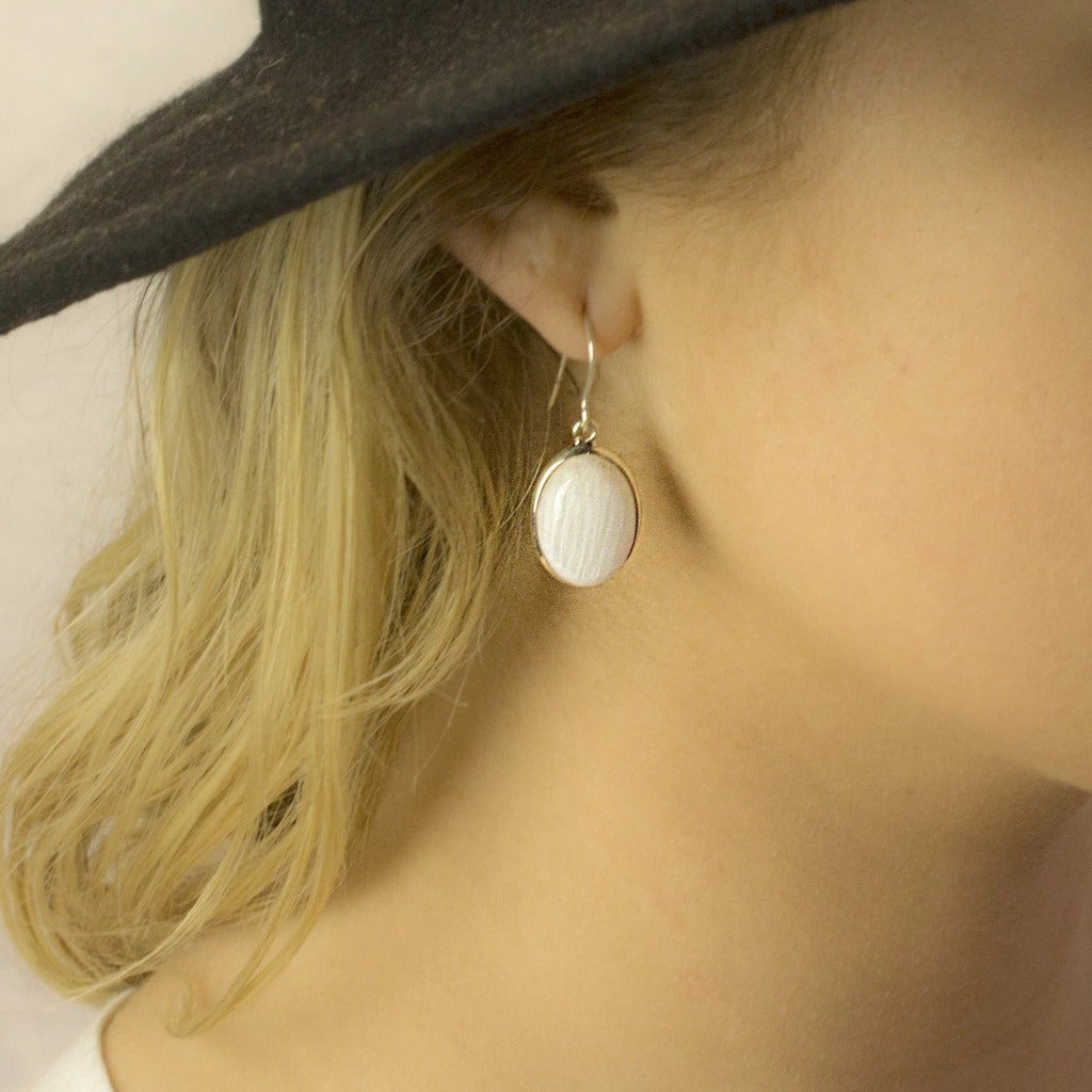 Scolecite Drop Earrings on Model