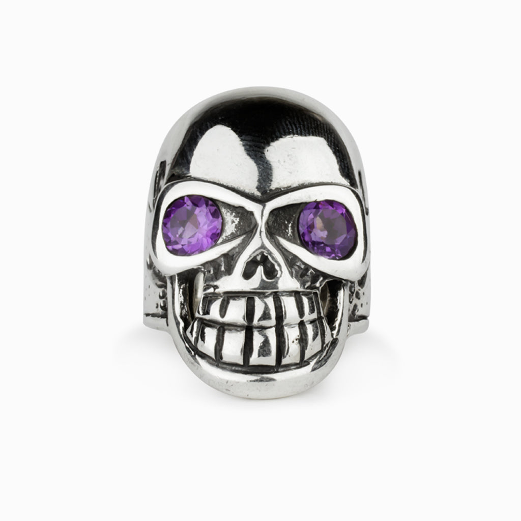 Purple Amethyst Skull Ring Made in Earth