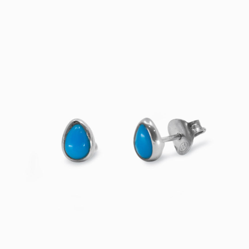Cabochon Tear Sleeping Beauty Turquoise stud earrings