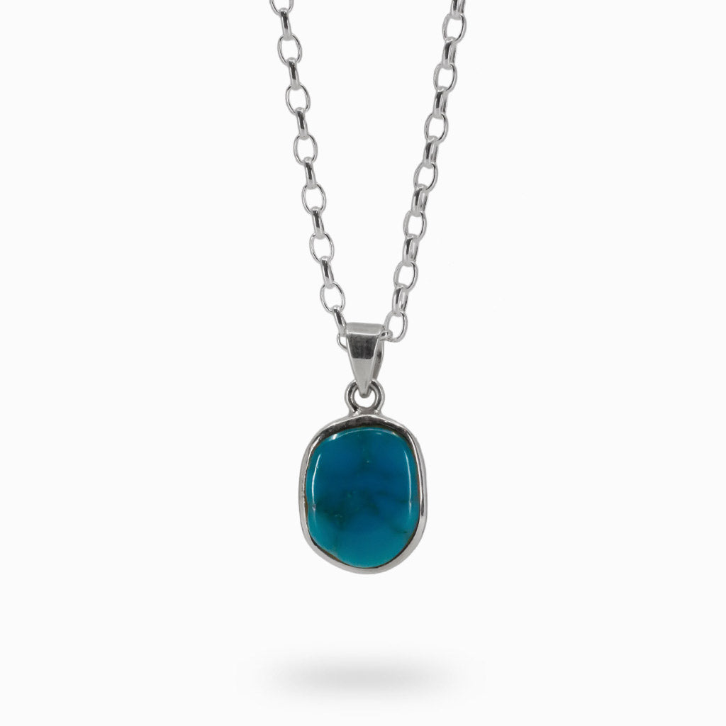 Cabochon Organic Sleeping Beauty Turquoise Necklace in Sterling Silver
