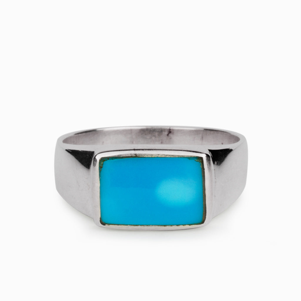 Sleeping Beauty Bright Turquoise Rectangle Ring Made in Earth