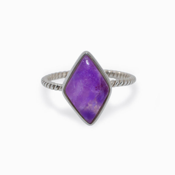 Genuine Sugilite ring, Opal and Sugilite, Sugilite band, Purple ring, gemstone rings, mens ring, womans ring, wedding online ring, engagement ring