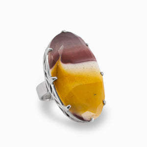 Red and Yellow Faceted Mookaite Ring Made In Earth