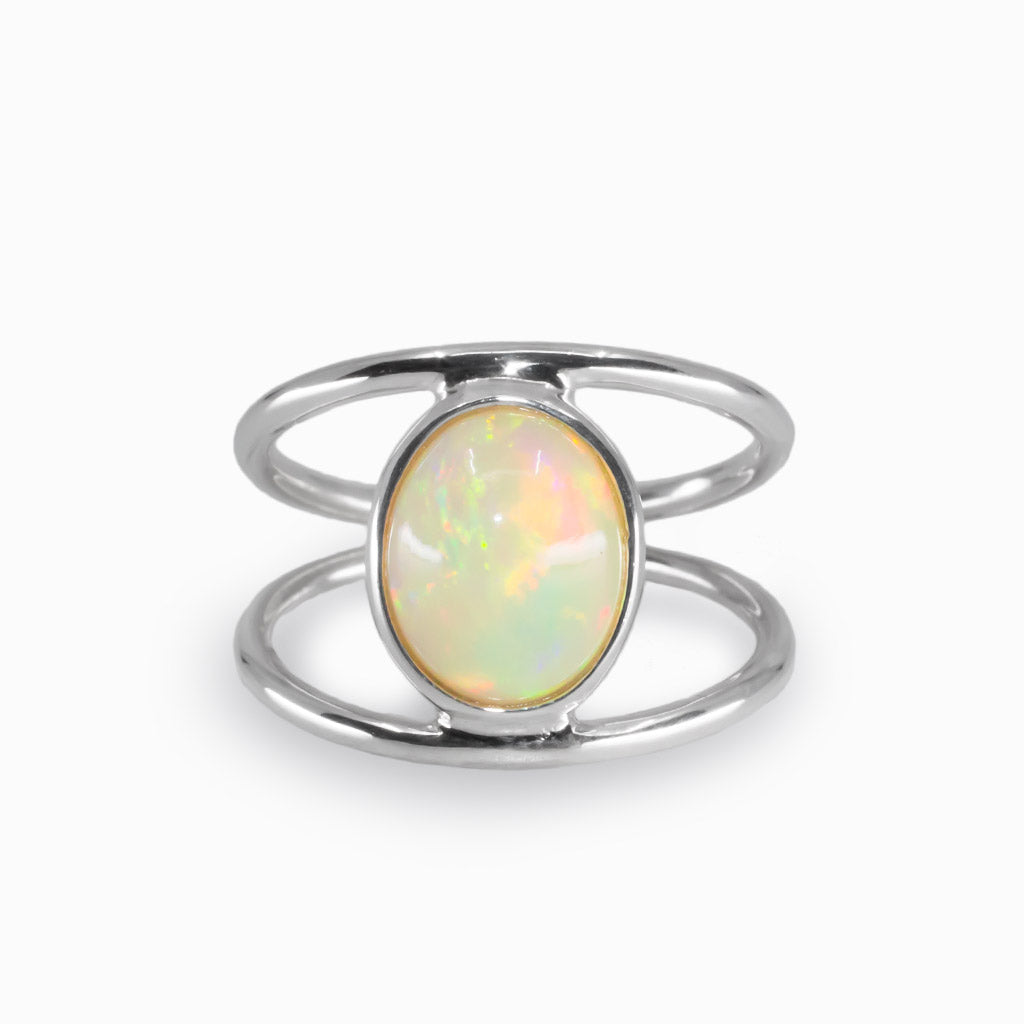YELLOW RAINBOW Opal Ring Made in Earth