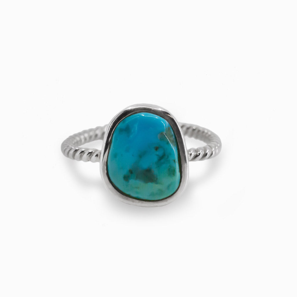 Organic Raw Sleeping Beauty Turquoise Ring Made in Earth