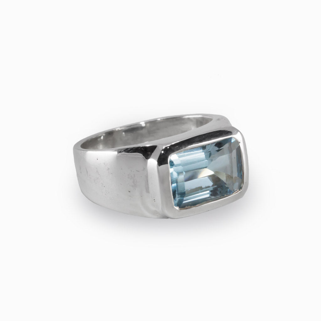 One of A Kind Blue Topaz Silver Ring No:1