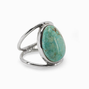 Halo banded Amaroo Turquoise Cabochon Ring Made In Earth