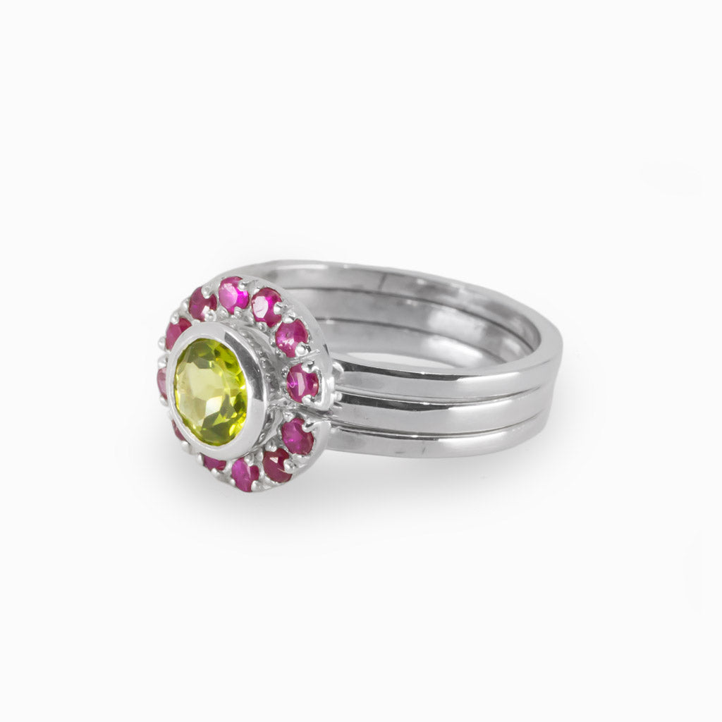 Ruby sale peridot ring