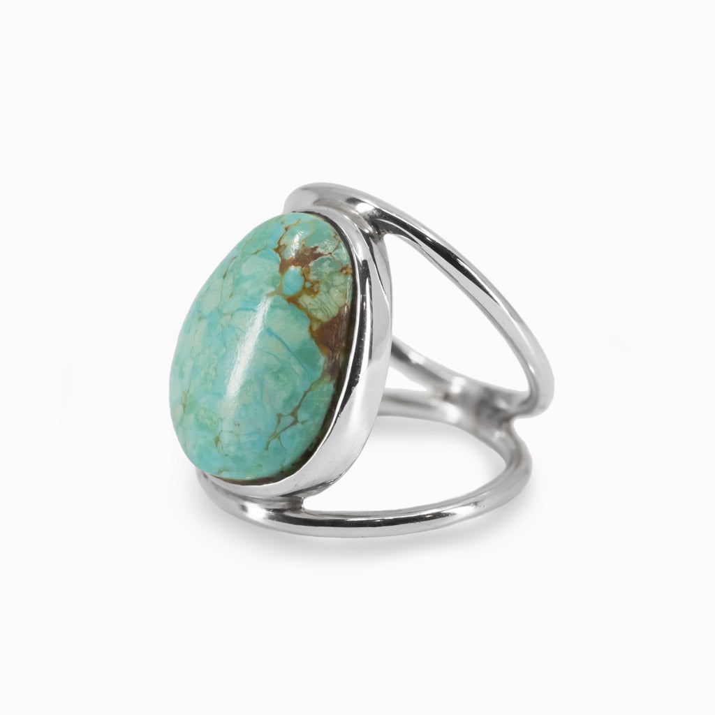 Halo banded Amaroo Turquoise Cabochon Ring Made In Earth