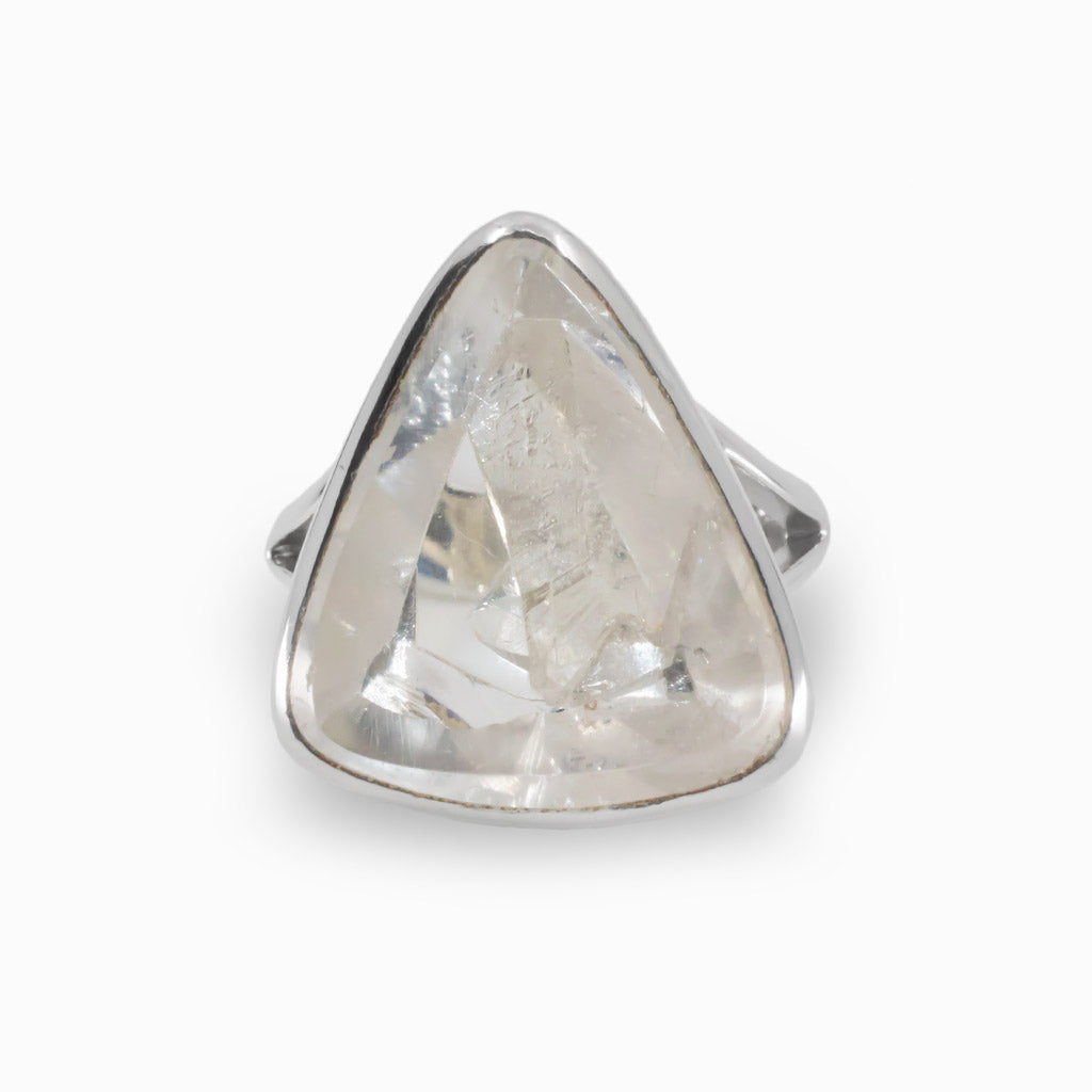 Manifestation Clear Quartz Triangle Ring Made in Earth