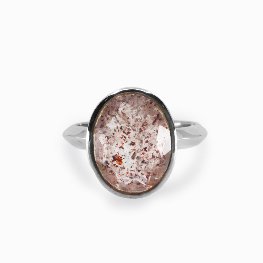 lepidocrocite ring Clear ring with red and brown specks Made in Earth