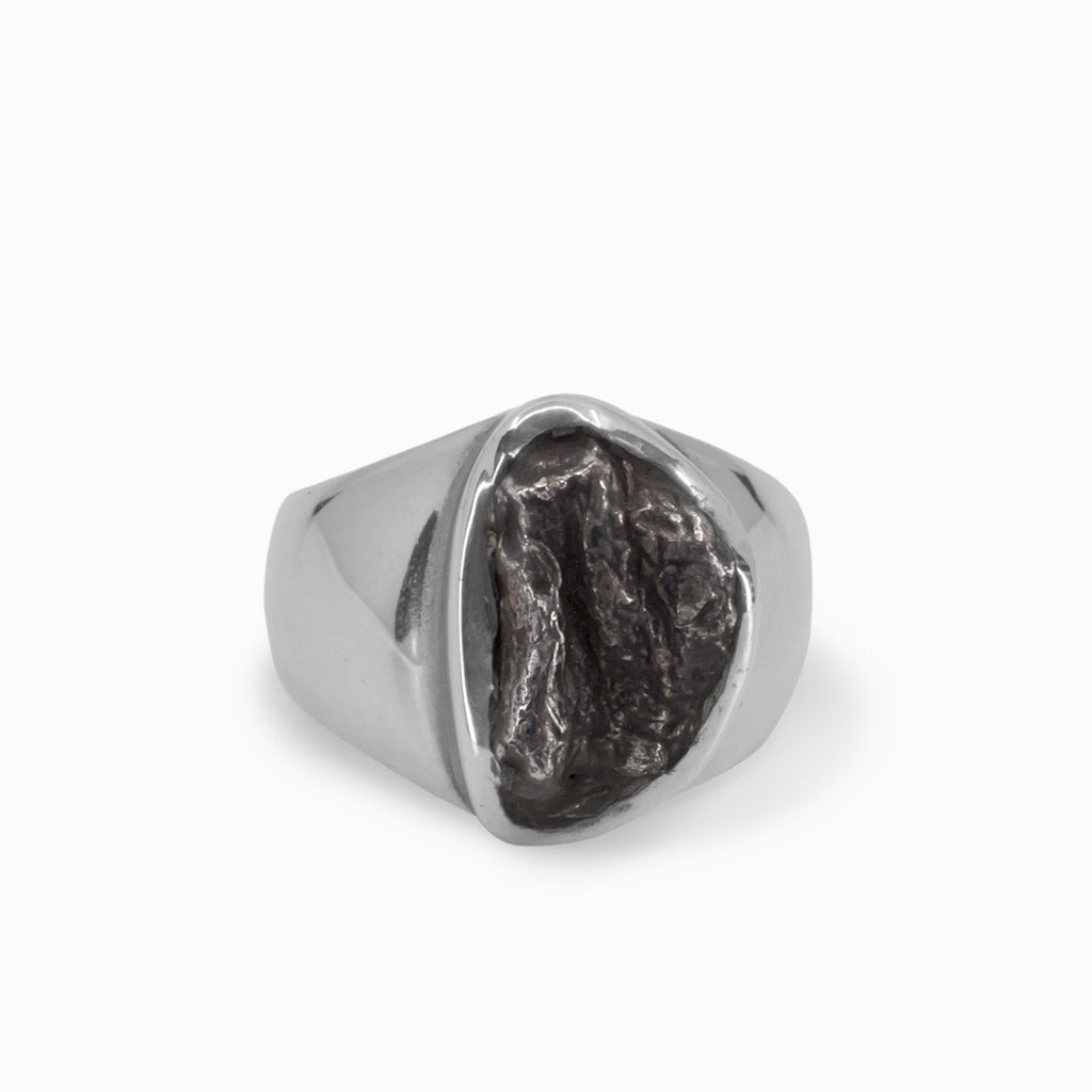 Black Sikhote-Alin Meteorite Ring Made in Earth