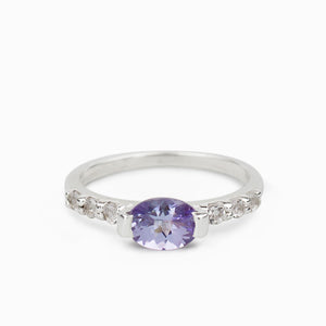 Purple Tanzanite accented with six White Topaz Ring Made in Earth