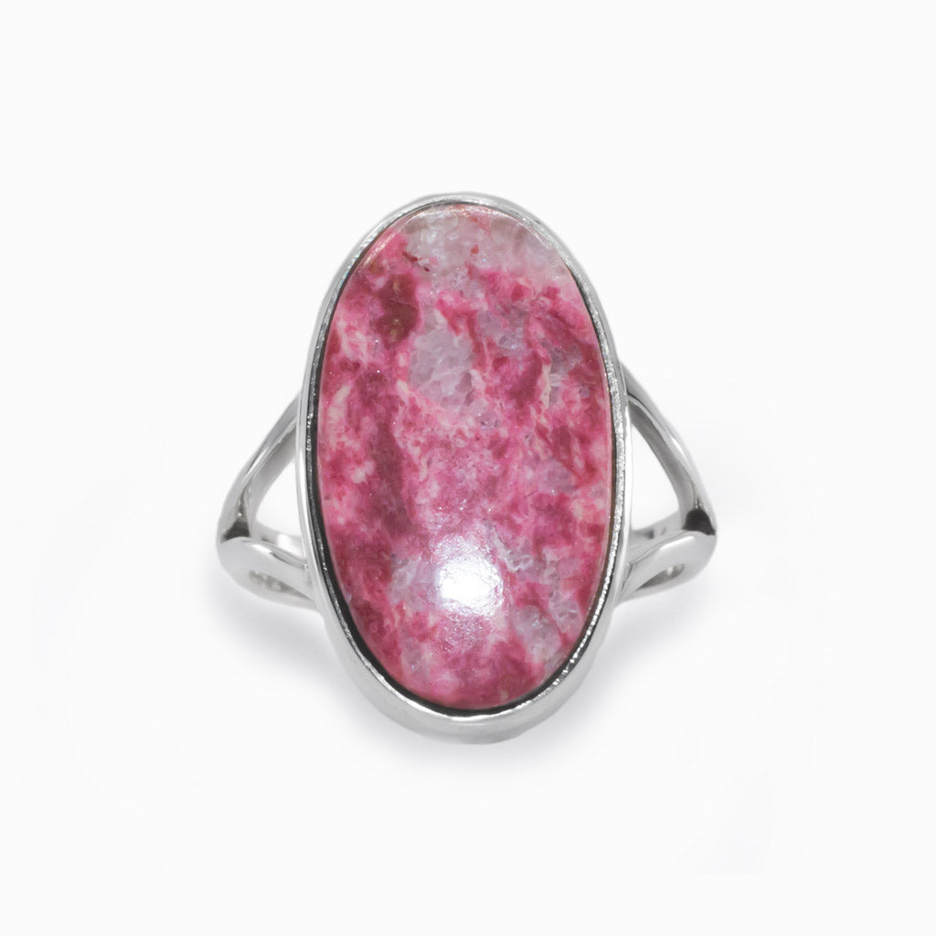 White Pink Thulite Oval Ring
