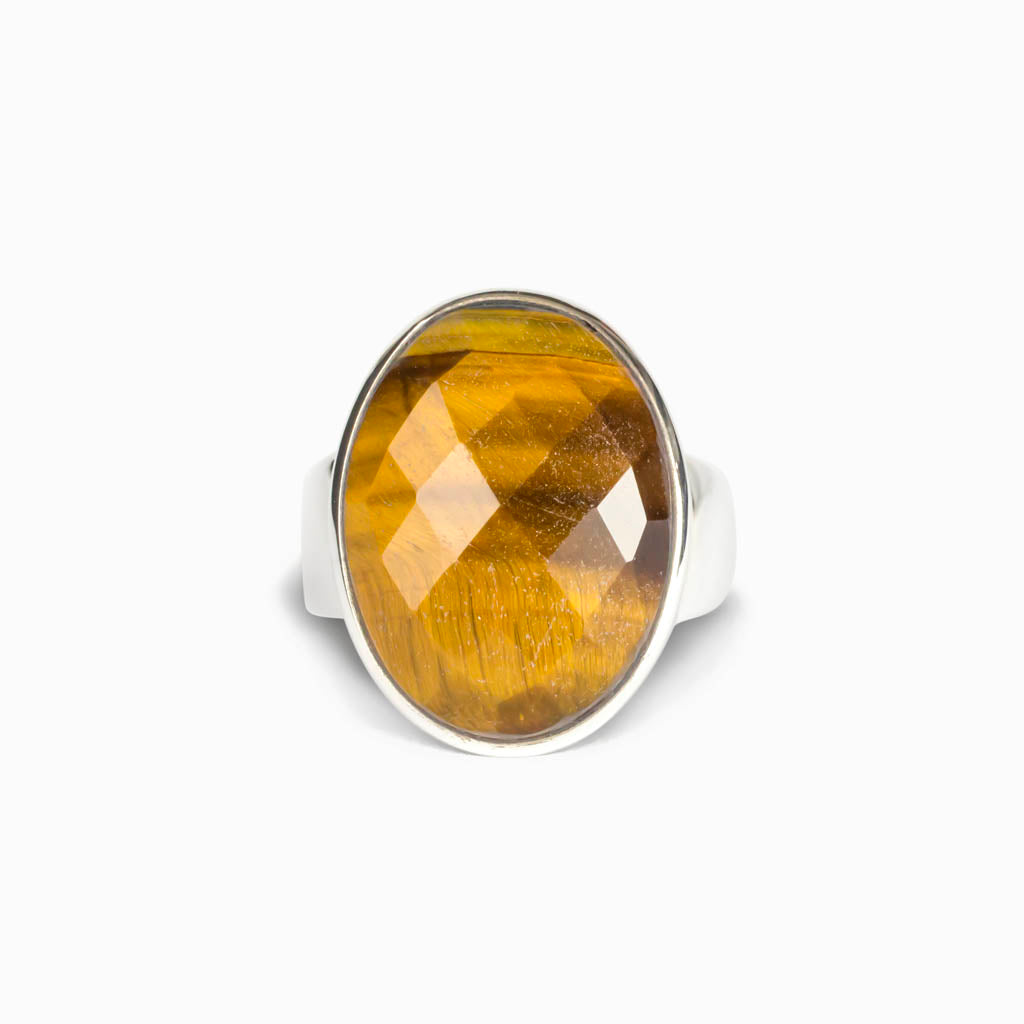 Yellow Orange Tiger Eye Ring Made in Earth