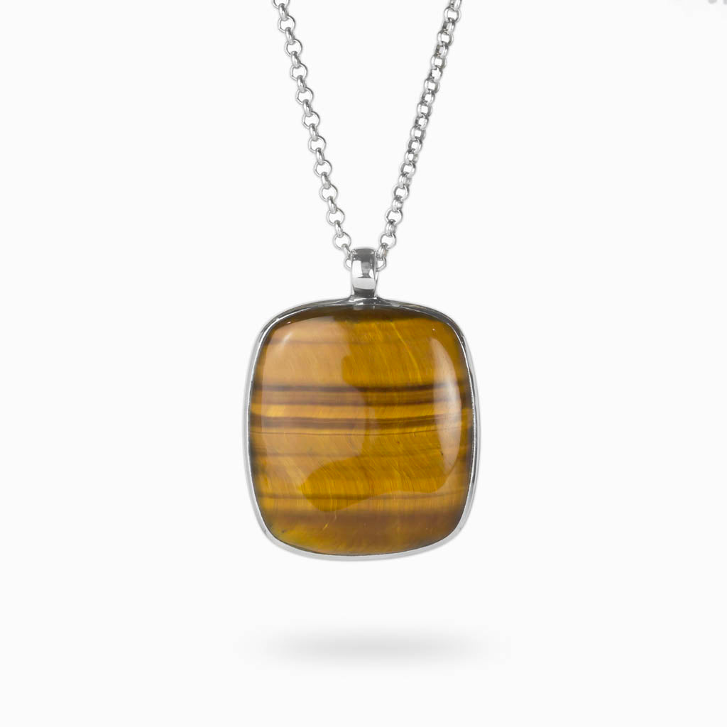 Rounded Rectangle Tiger Eye cabochon necklace