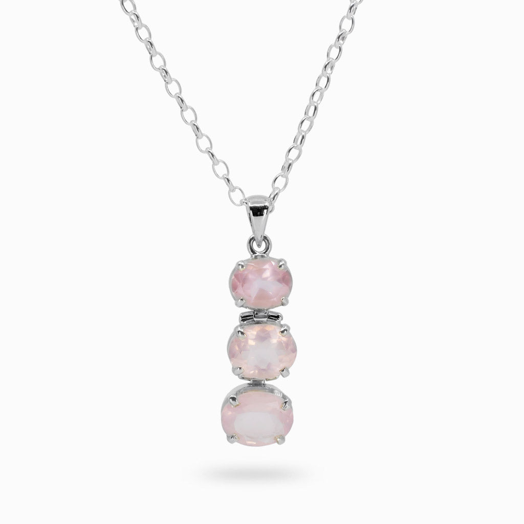 Rose Quartz Necklace three rose quartz crystals